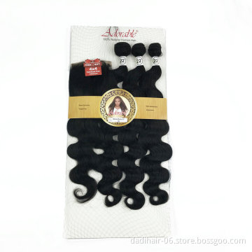 Fashion Body Wave Natural Hair Extension Blended Synthetic Hair Weaving Hair Bundles with closure